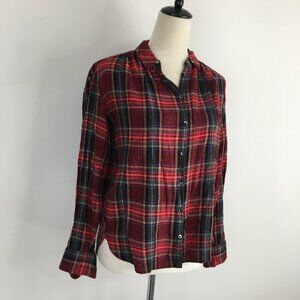 MADEWELL Multi Color Plaid Wool Blend Long Sleeve Button Shirt